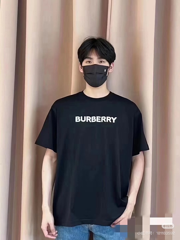BURBERRY Classic Logo Letter Print Crew Neck Short Sleeve T-Shirt Style 3