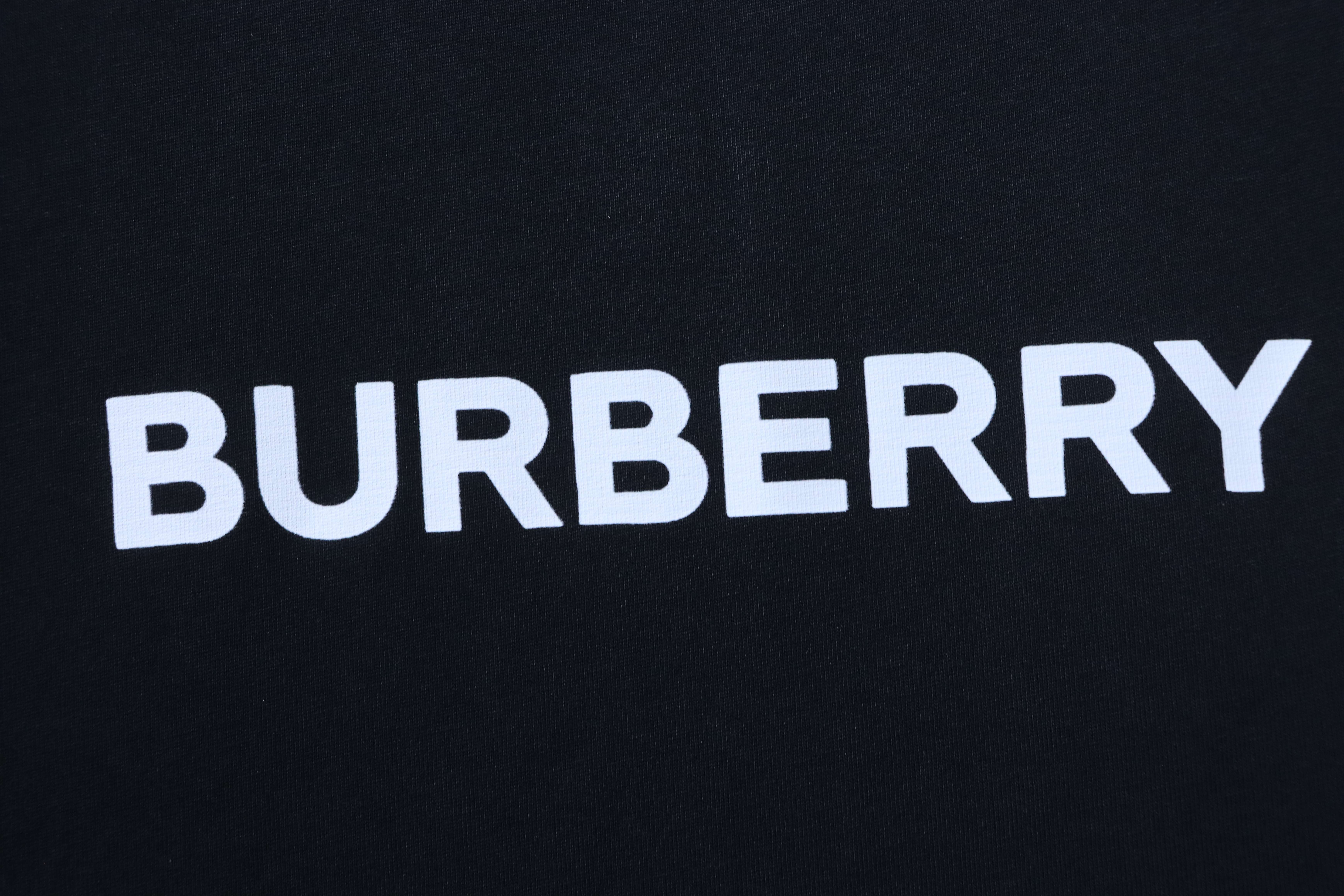 BURBERRY Classic Logo Letter Print Crew Neck Short Sleeve T-Shirt Style 3
