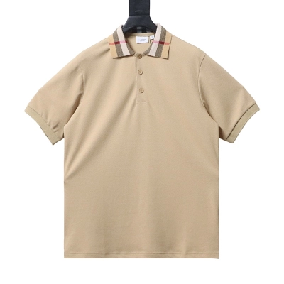 BURBERRY Collar Check Contrast Short Sleeve Polo Shirt Style 1 01