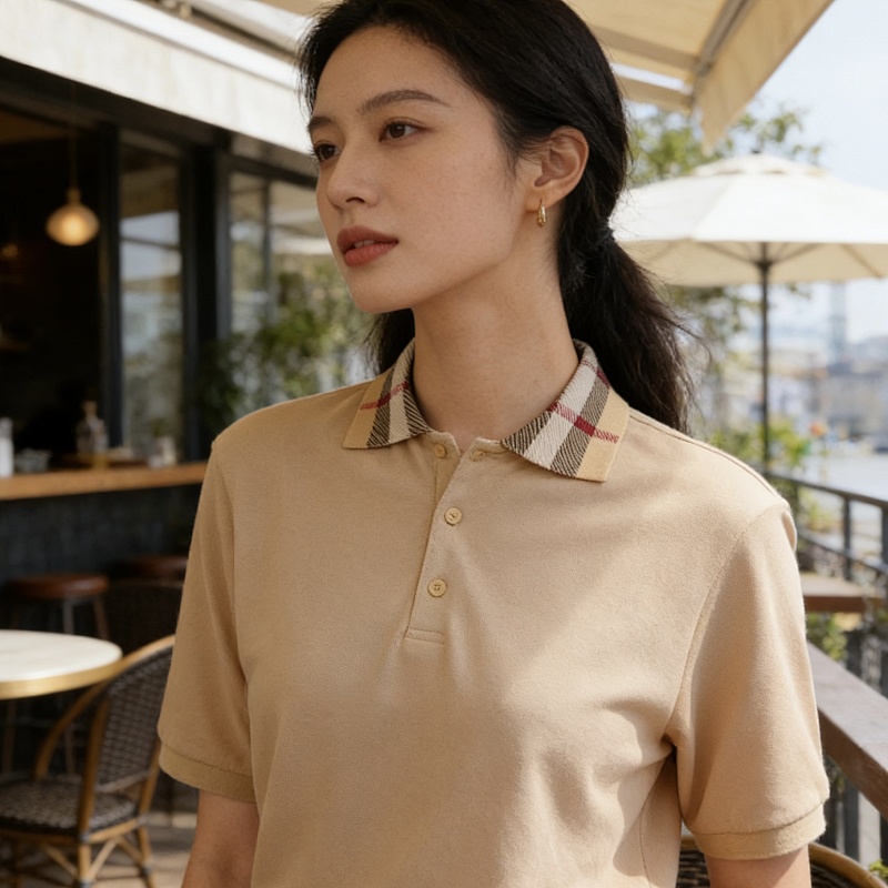 BURBERRY Collar Check Contrast Short Sleeve Polo Shirt Style 1