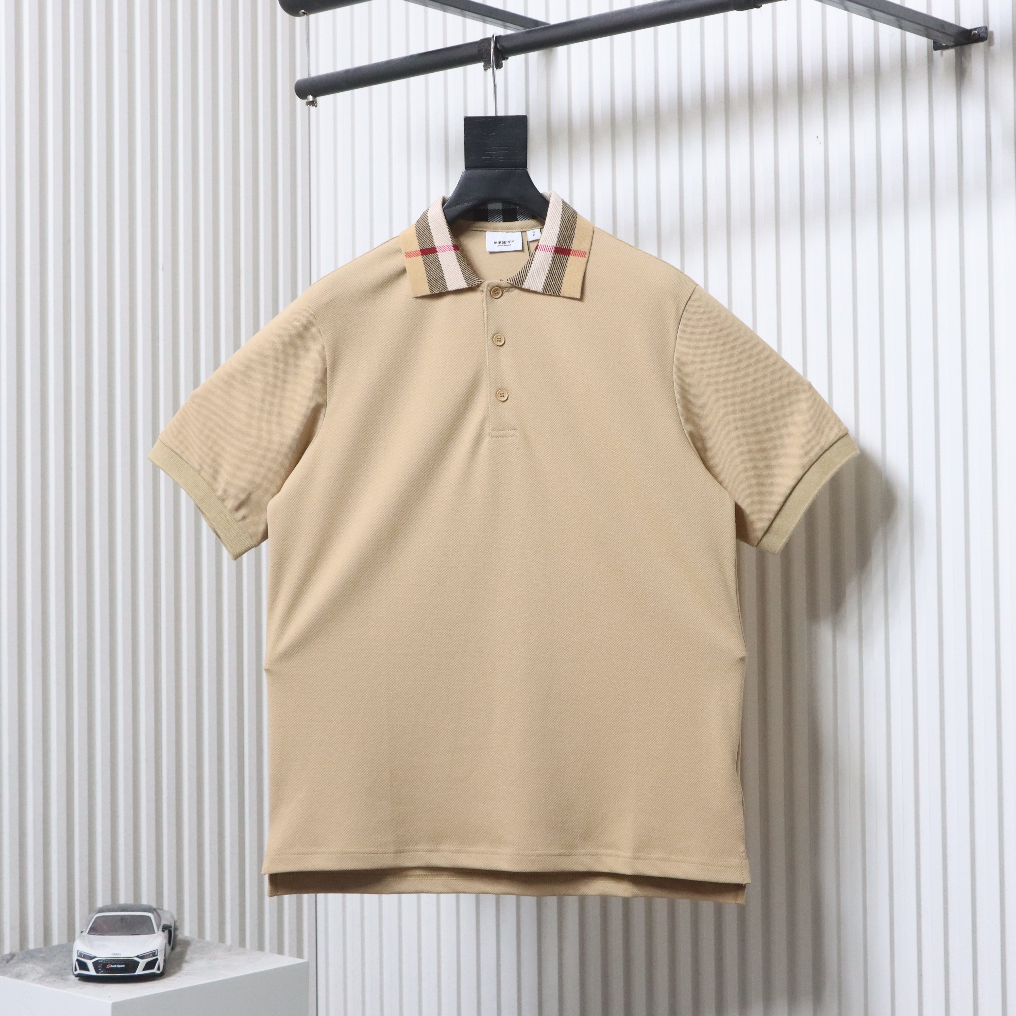 BURBERRY Collar Check Contrast Short Sleeve Polo Shirt Style 1