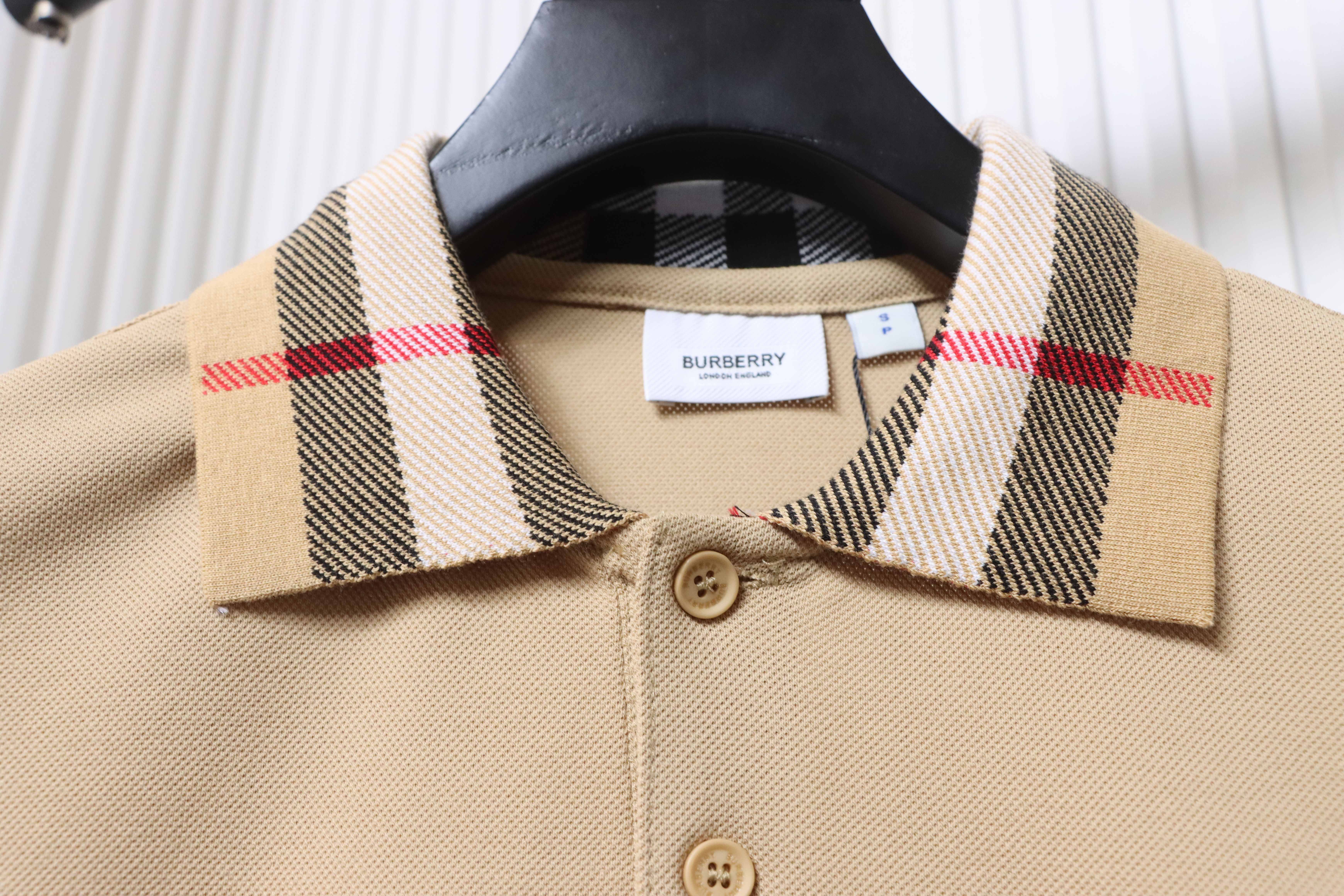 BURBERRY Collar Check Contrast Short Sleeve Polo Shirt Style 1