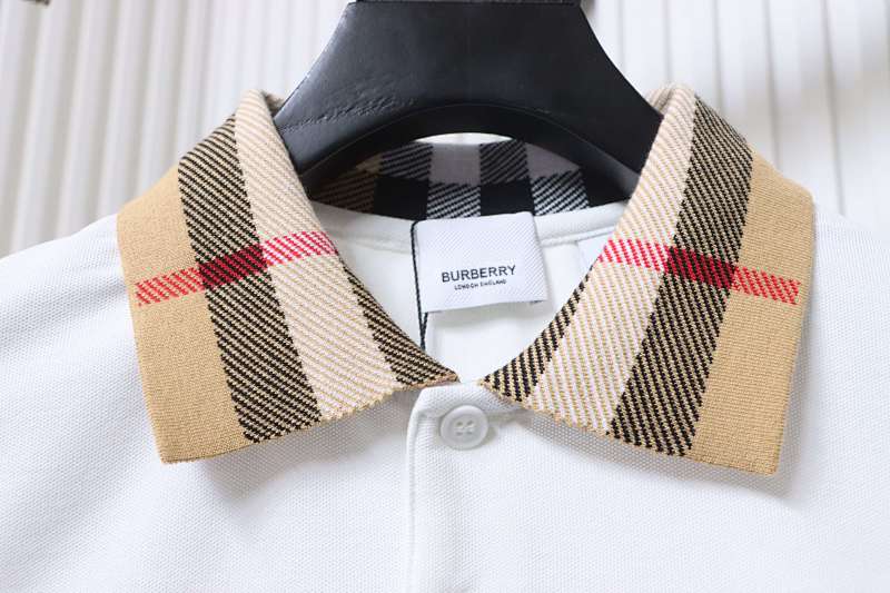 BURBERRY Collar Check Contrast Short Sleeve Polo Shirt Style 2