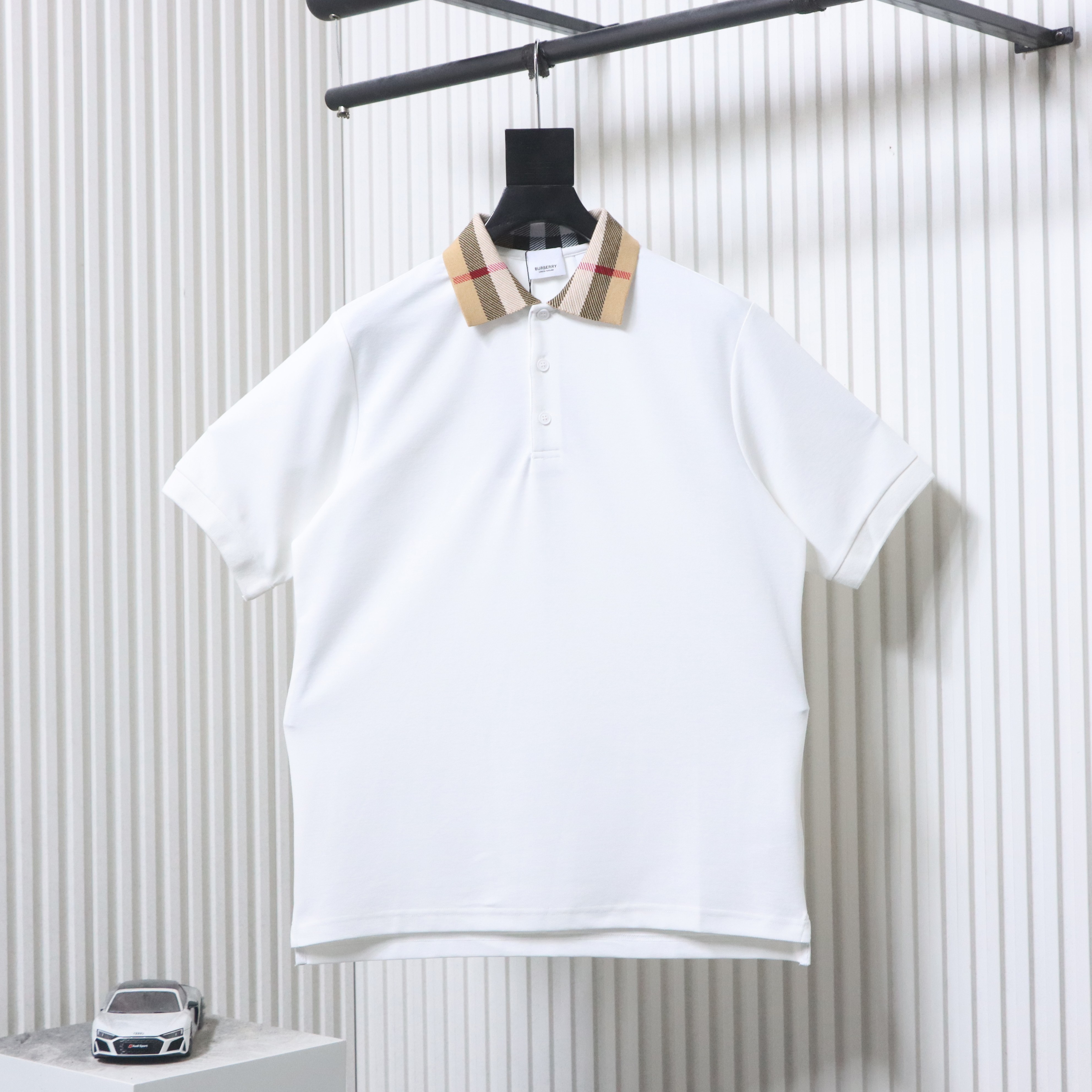 BURBERRY Collar Check Contrast Short Sleeve Polo Shirt Style 2
