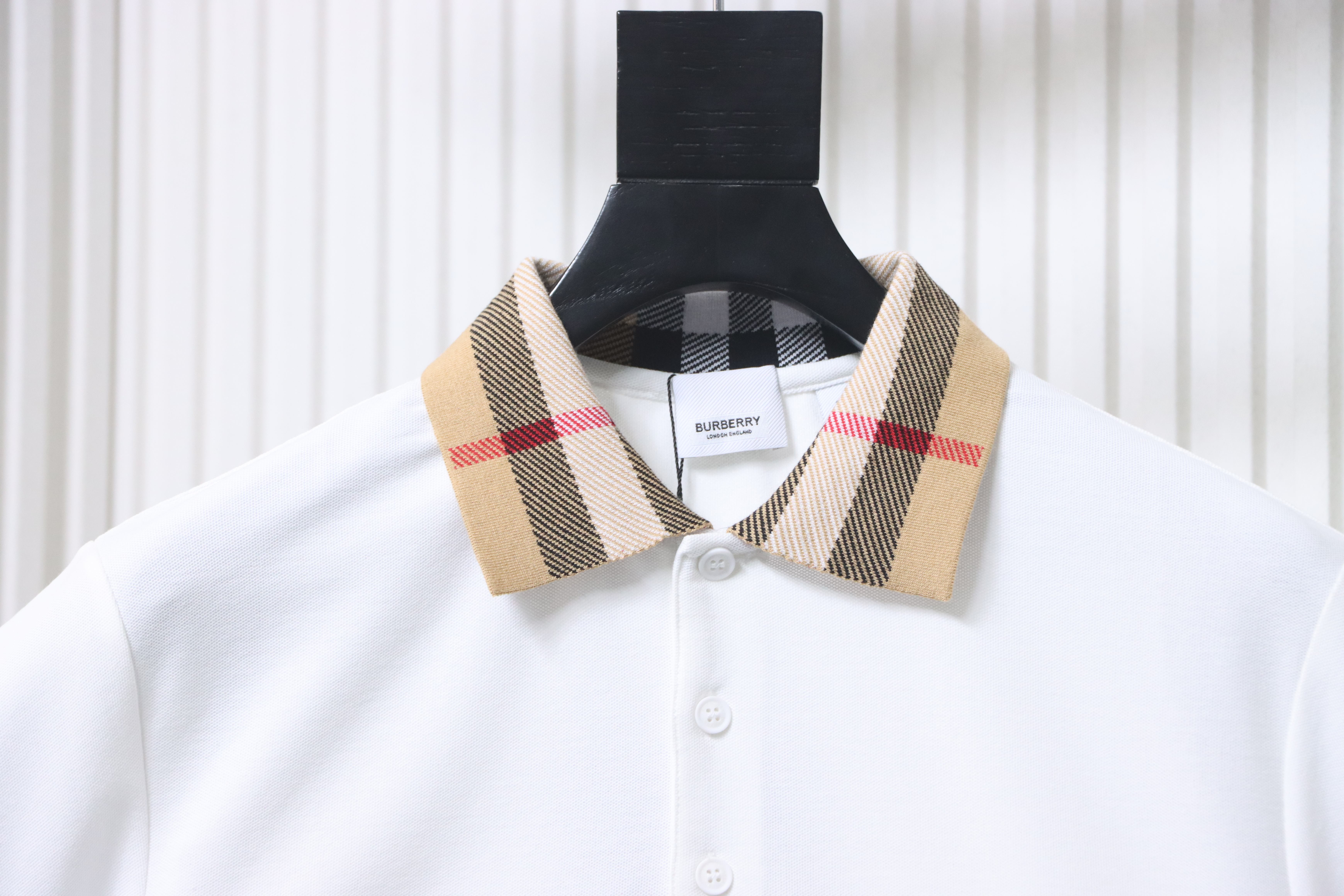 BURBERRY Collar Check Contrast Short Sleeve Polo Shirt Style 2