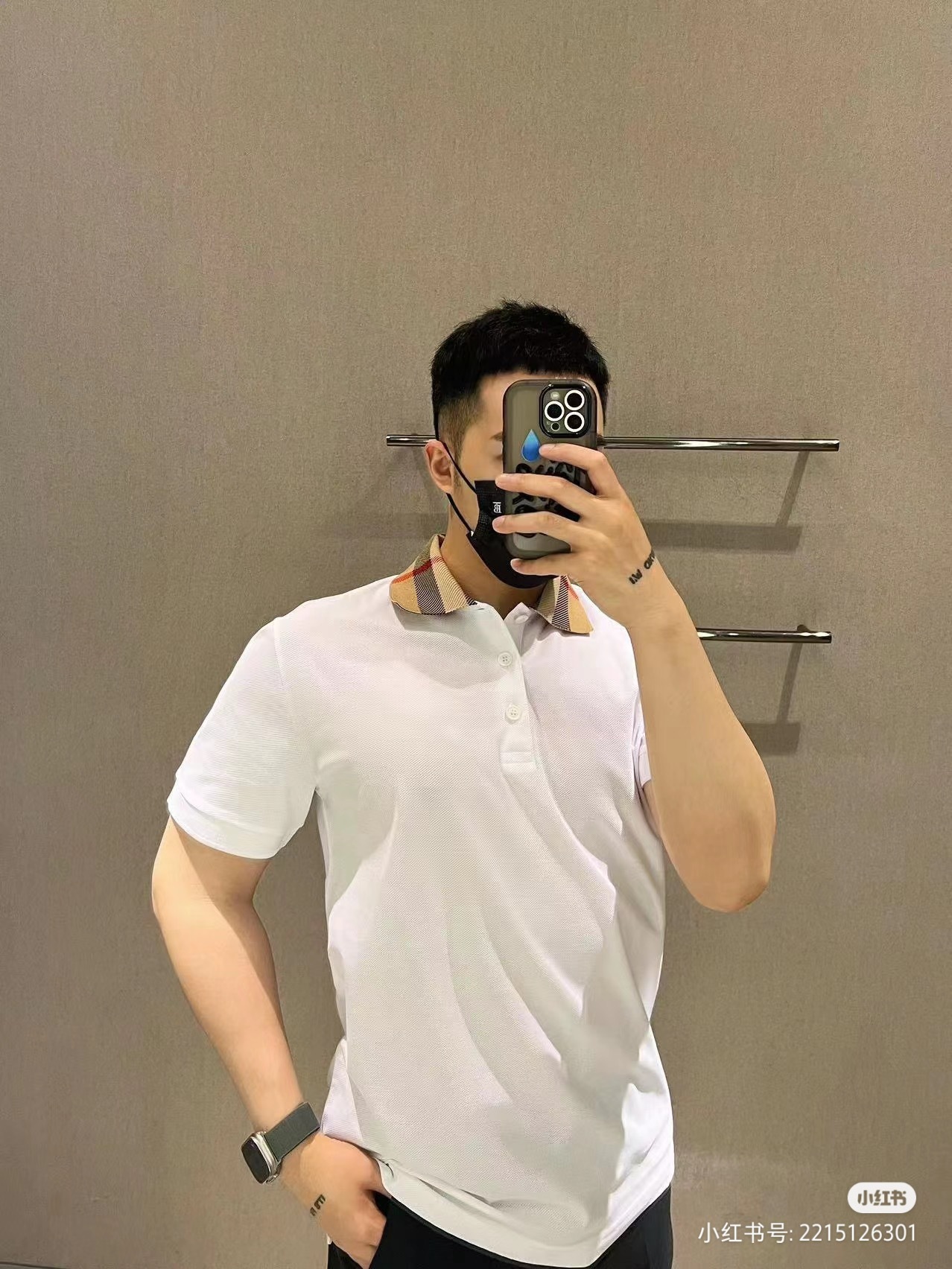 BURBERRY Collar Check Contrast Short Sleeve Polo Shirt Style 2