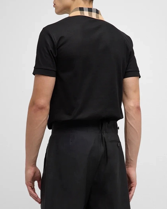 BURBERRY Collar Check Contrast Short Sleeve Polo Shirt Style 3
