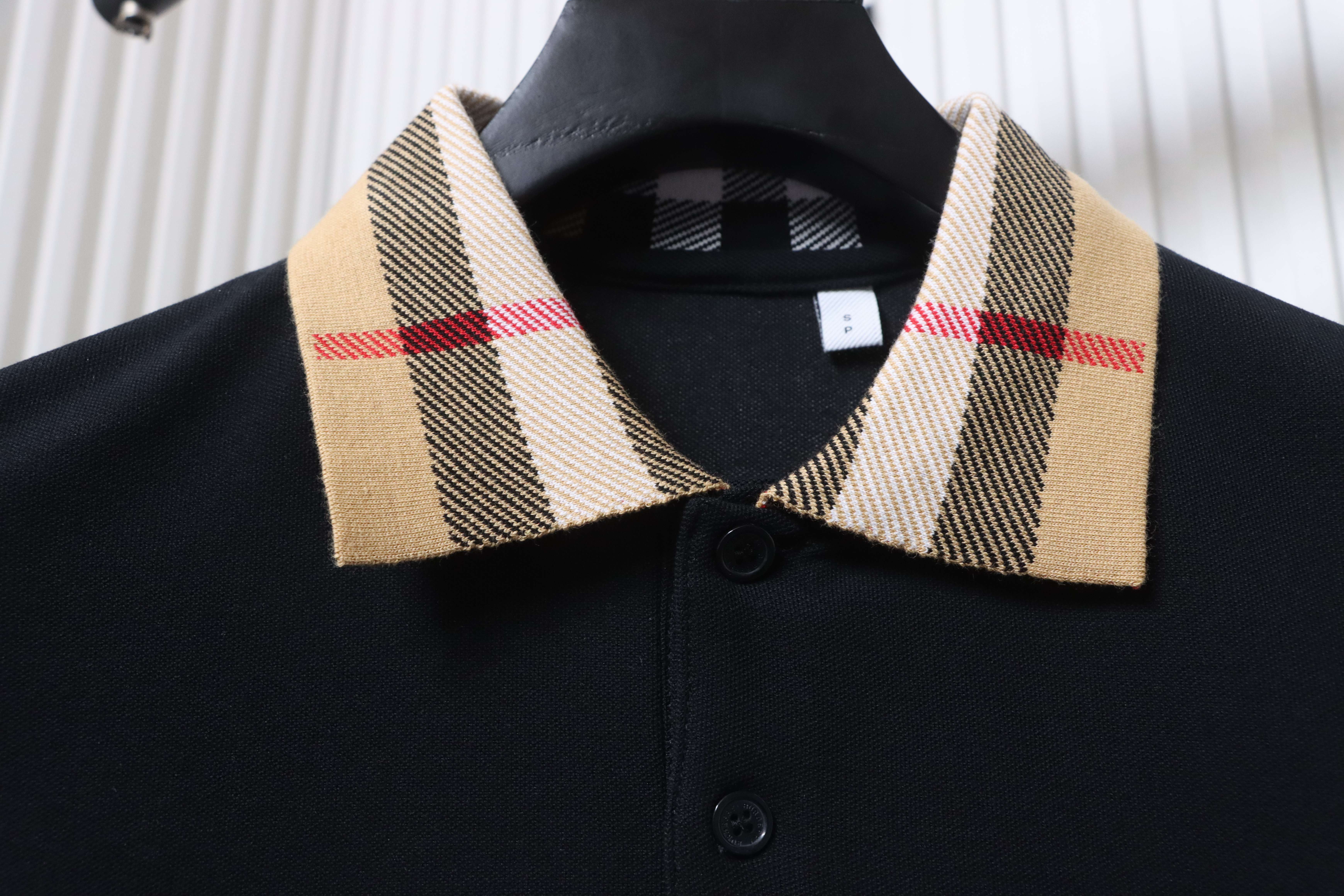 BURBERRY Collar Check Contrast Short Sleeve Polo Shirt Style 3