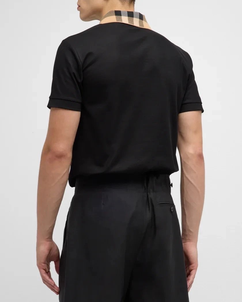 BURBERRY Collar Check Contrast Short Sleeve Polo Shirt Style 3