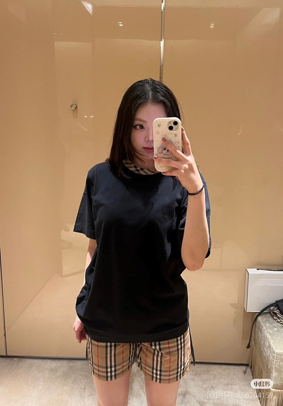 BURBERRY Collar Check Contrast Short Sleeve T-Shirt Style 1