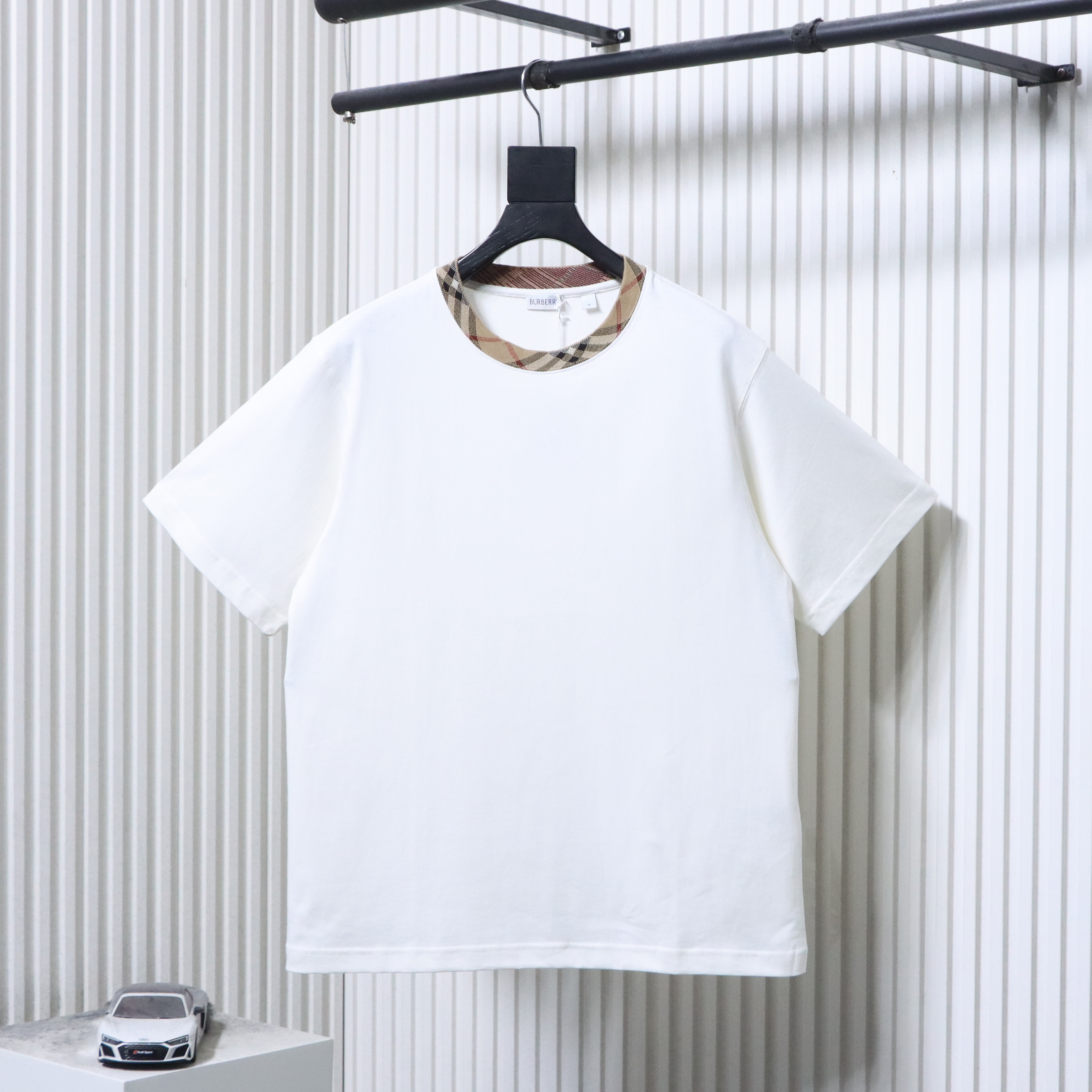 BURBERRY Collar Check Contrast Short Sleeve T-Shirt Style 2