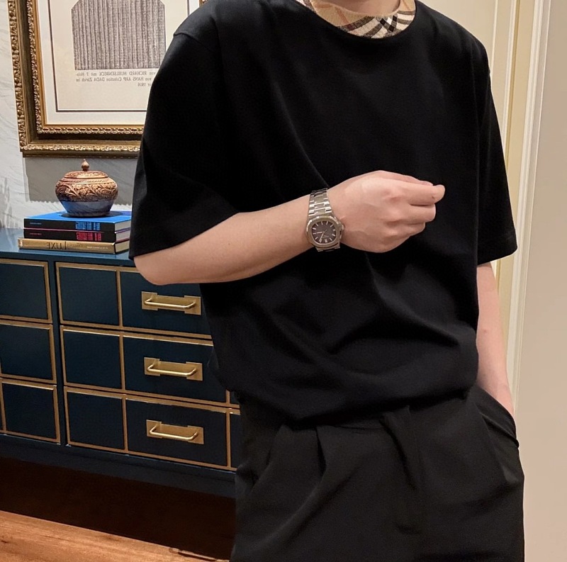 BURBERRY Collar Check Contrast Short Sleeve T-Shirt Style 3