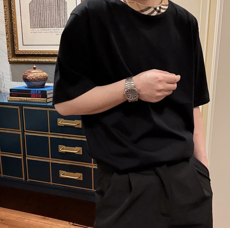 BURBERRY Collar Check Contrast Short Sleeve T-Shirt Style 5