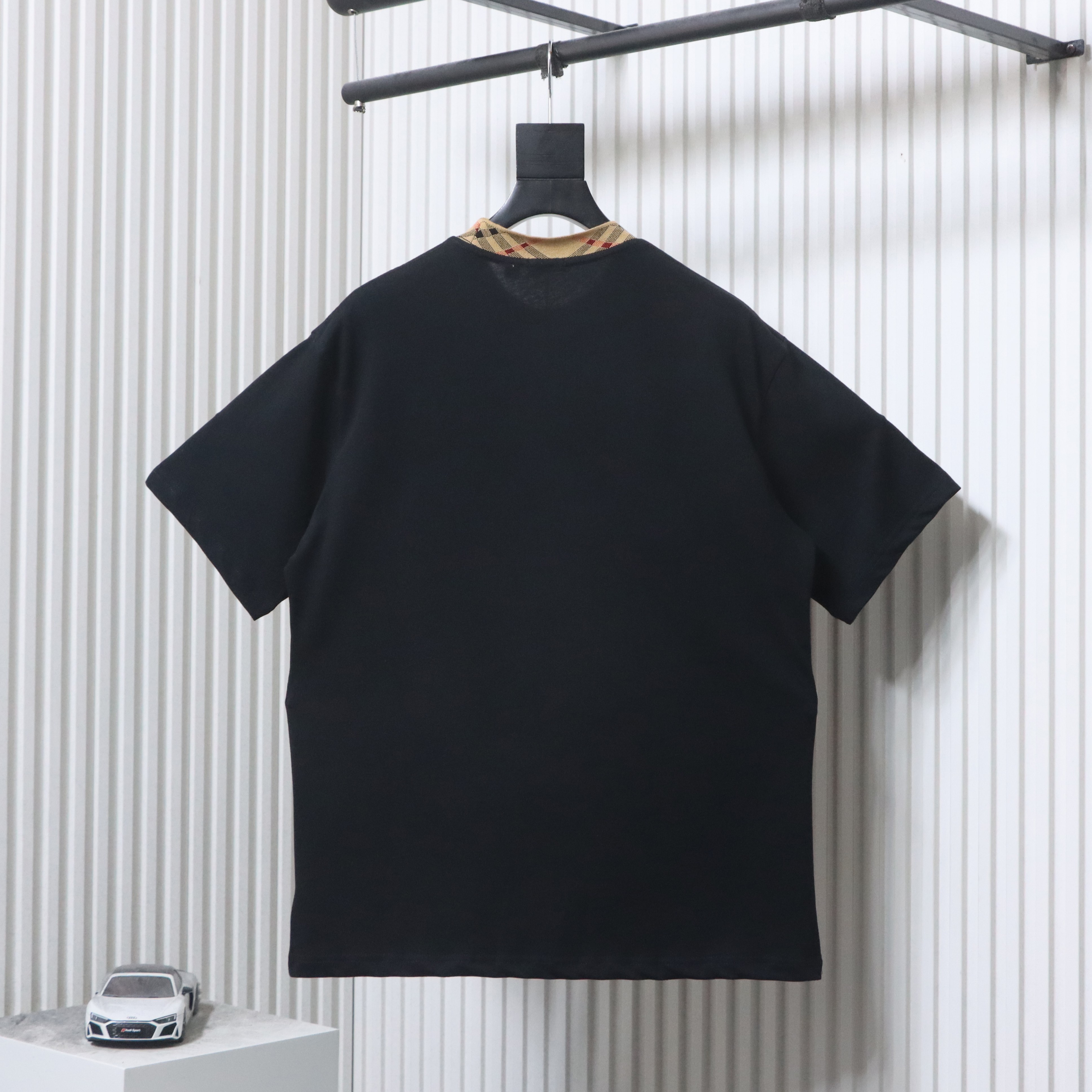 BURBERRY Collar Check Contrast Short Sleeve T-Shirt Style 5