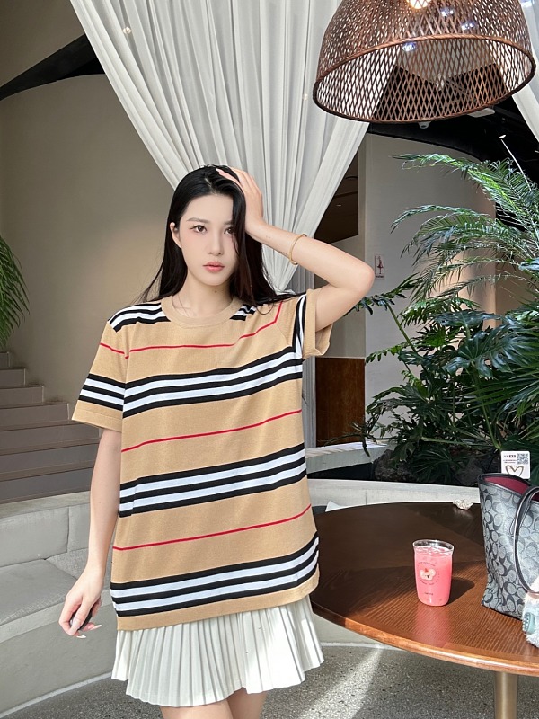 BURBERRY Embroidery Knit Short Sleeve T-Shirt