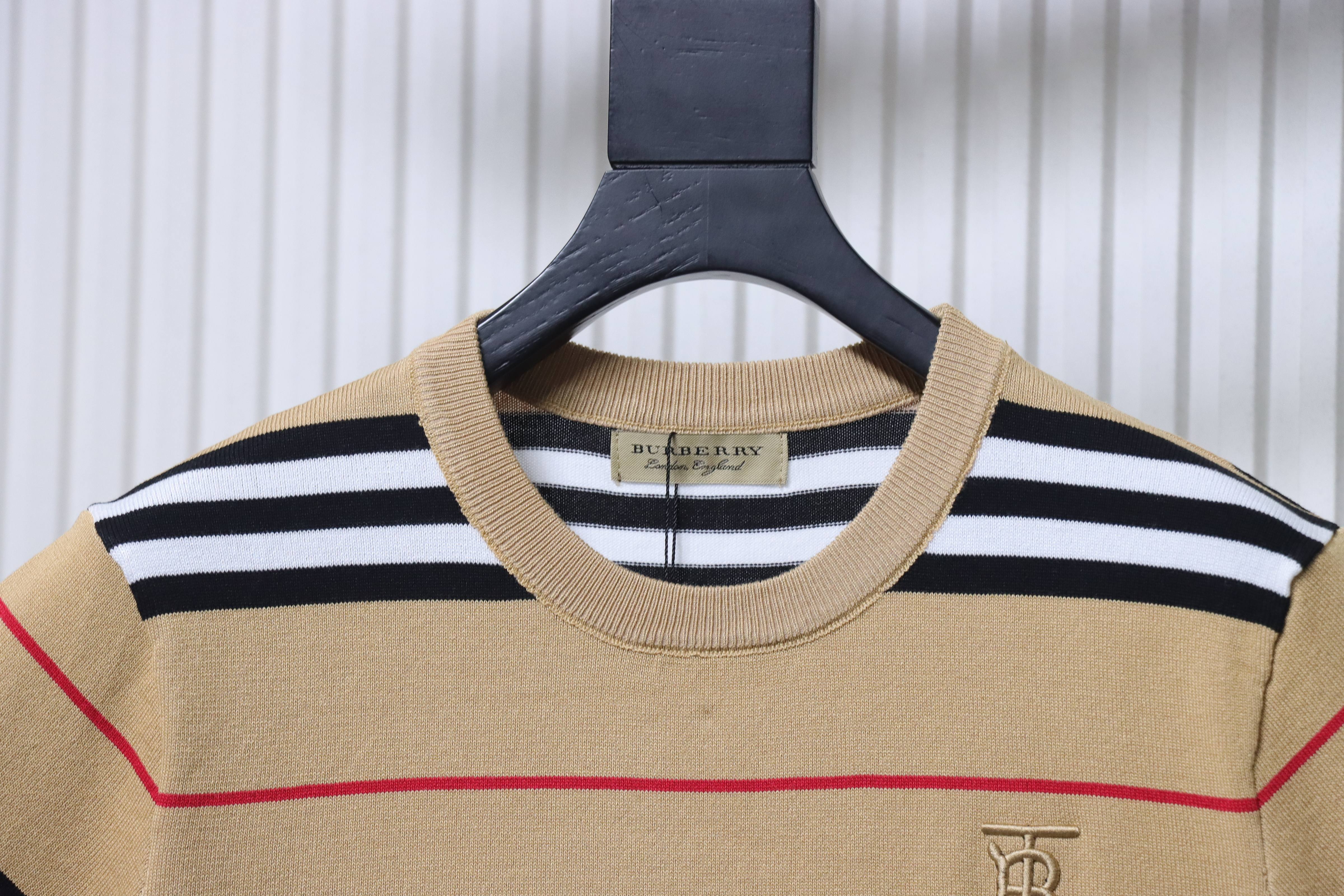 BURBERRY Embroidery Knit Short Sleeve T-Shirt