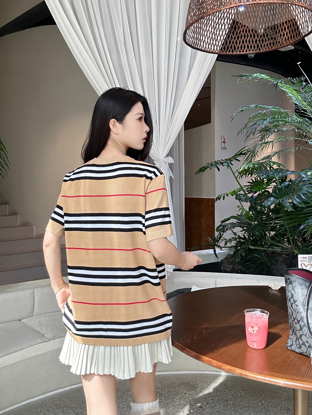 BURBERRY Embroidery Knit Short Sleeve T-Shirt