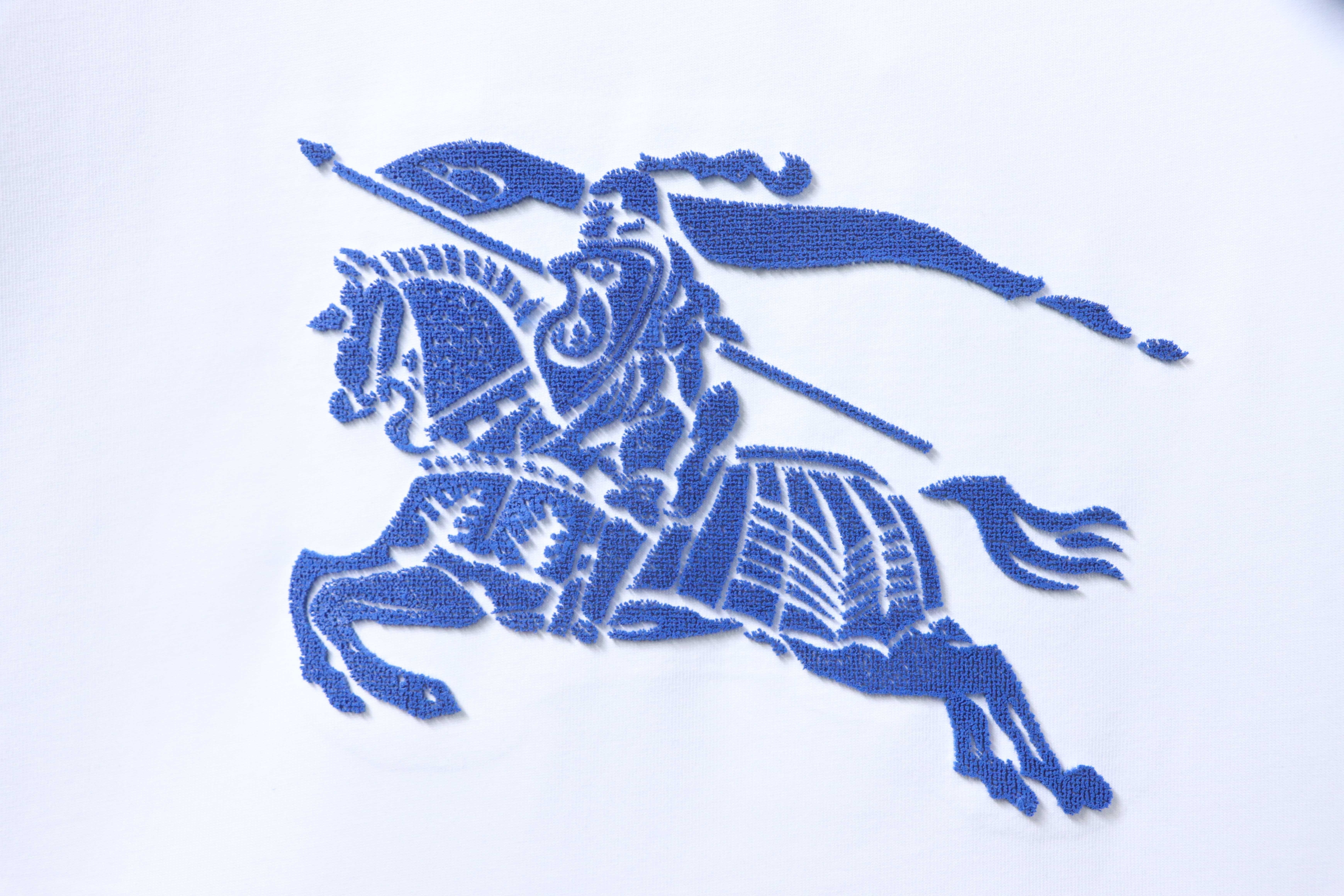 BURBERRY Equestrian Blue Short Sleeve T-Shirt Style 1