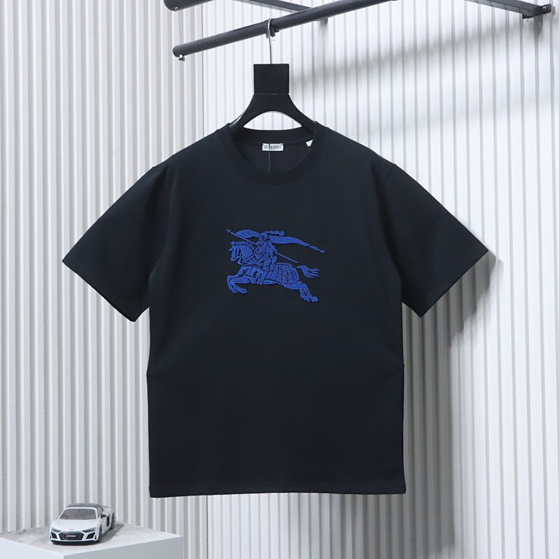 BURBERRY Equestrian Blue Short Sleeve T-Shirt Style 2