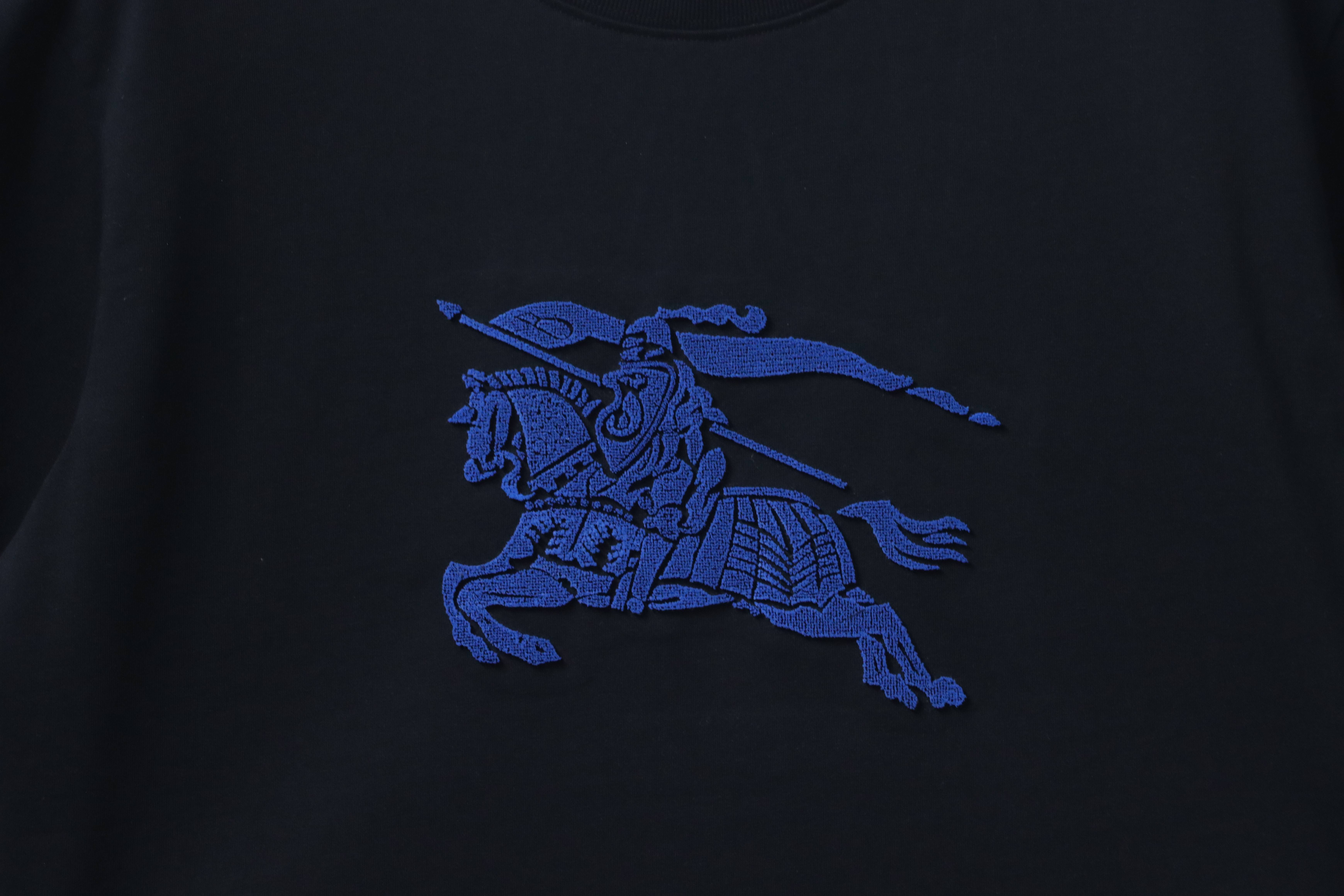 BURBERRY Equestrian Blue Short Sleeve T-Shirt Style 2