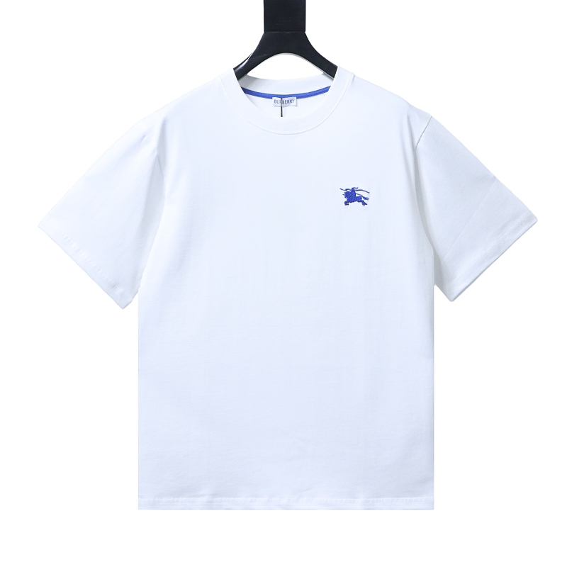 BURBERRY Equestrian Embroidery Blue Short Sleeve T-Shirt Style 1