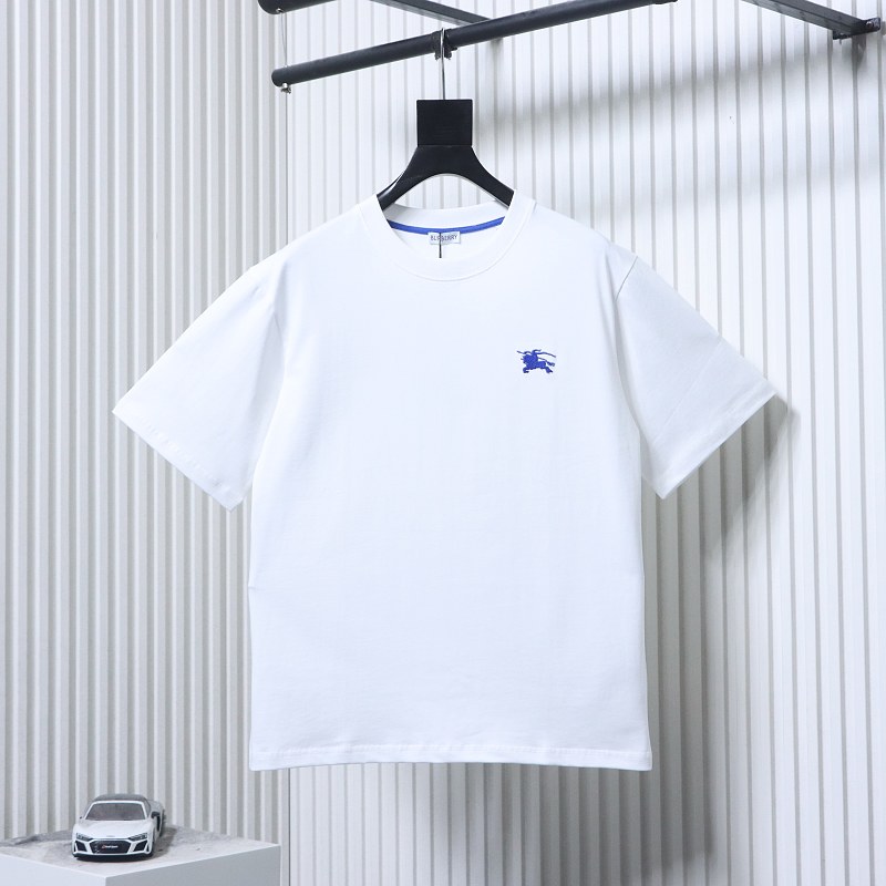 BURBERRY Equestrian Embroidery Blue Short Sleeve T-Shirt Style 1