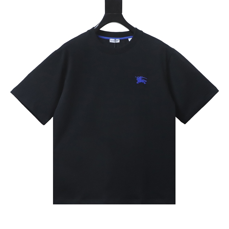 BURBERRY Equestrian Embroidery Blue Short Sleeve T-Shirt Style 2