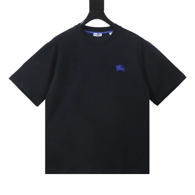 BURBERRY Equestrian Embroidery Blue Short Sleeve T-Shirt Style 2 01