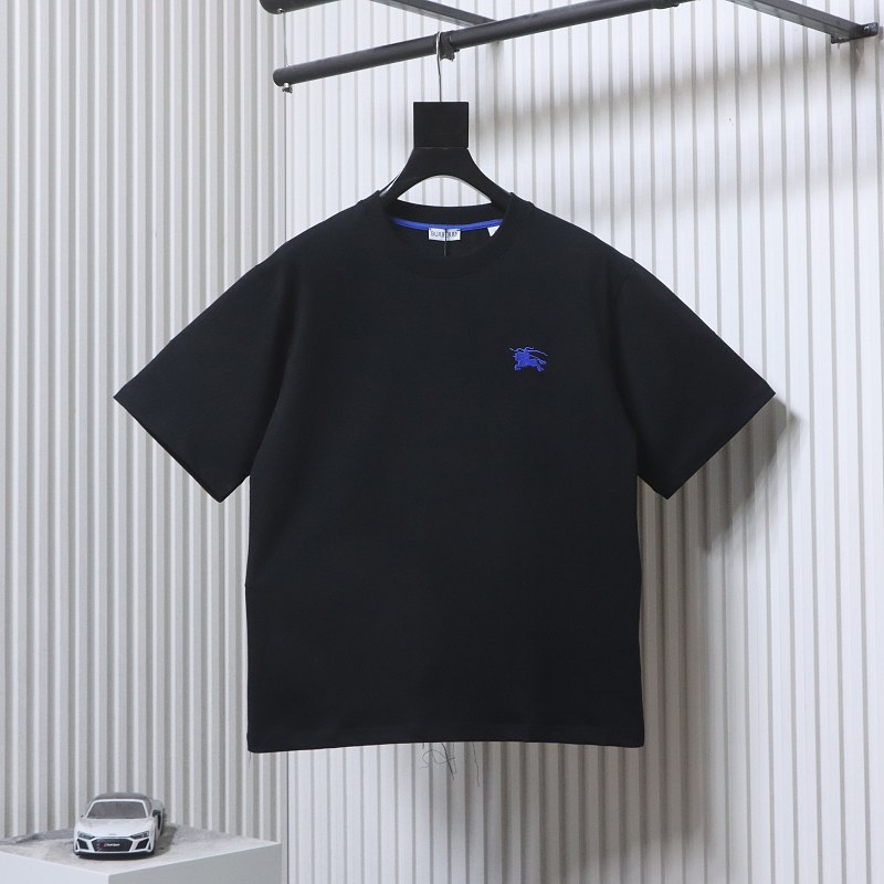 BURBERRY Equestrian Embroidery Blue Short Sleeve T-Shirt Style 2