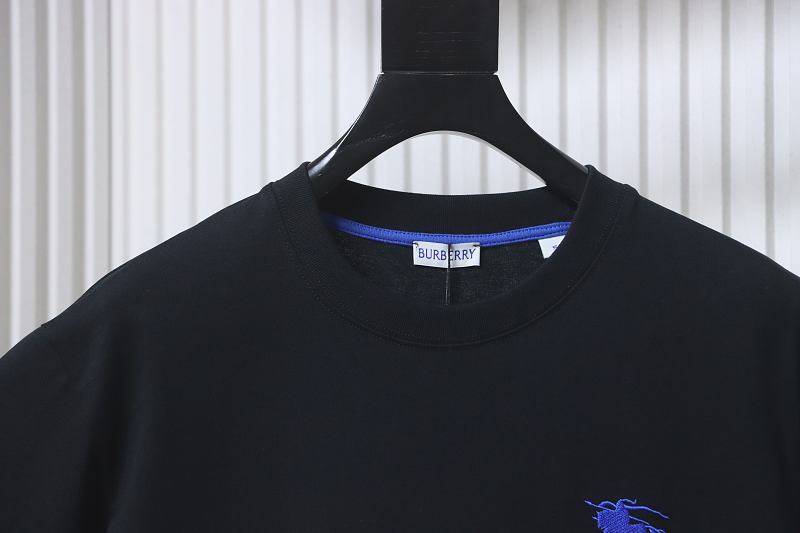 BURBERRY Equestrian Embroidery Blue Short Sleeve T-Shirt Style 2