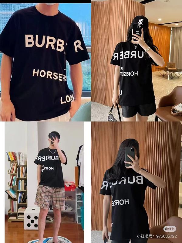 BURBERRY Front Back Logo Print Short Sleeve T-Shirt