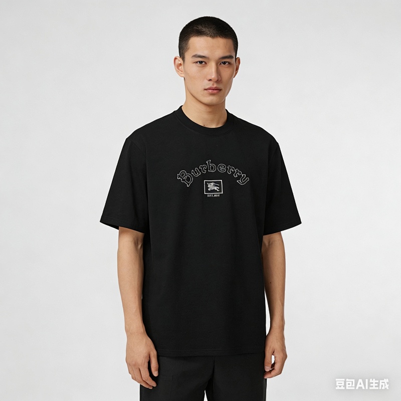 BURBERRY Gothic Embroidery Short Sleeve T-Shirt Style 4