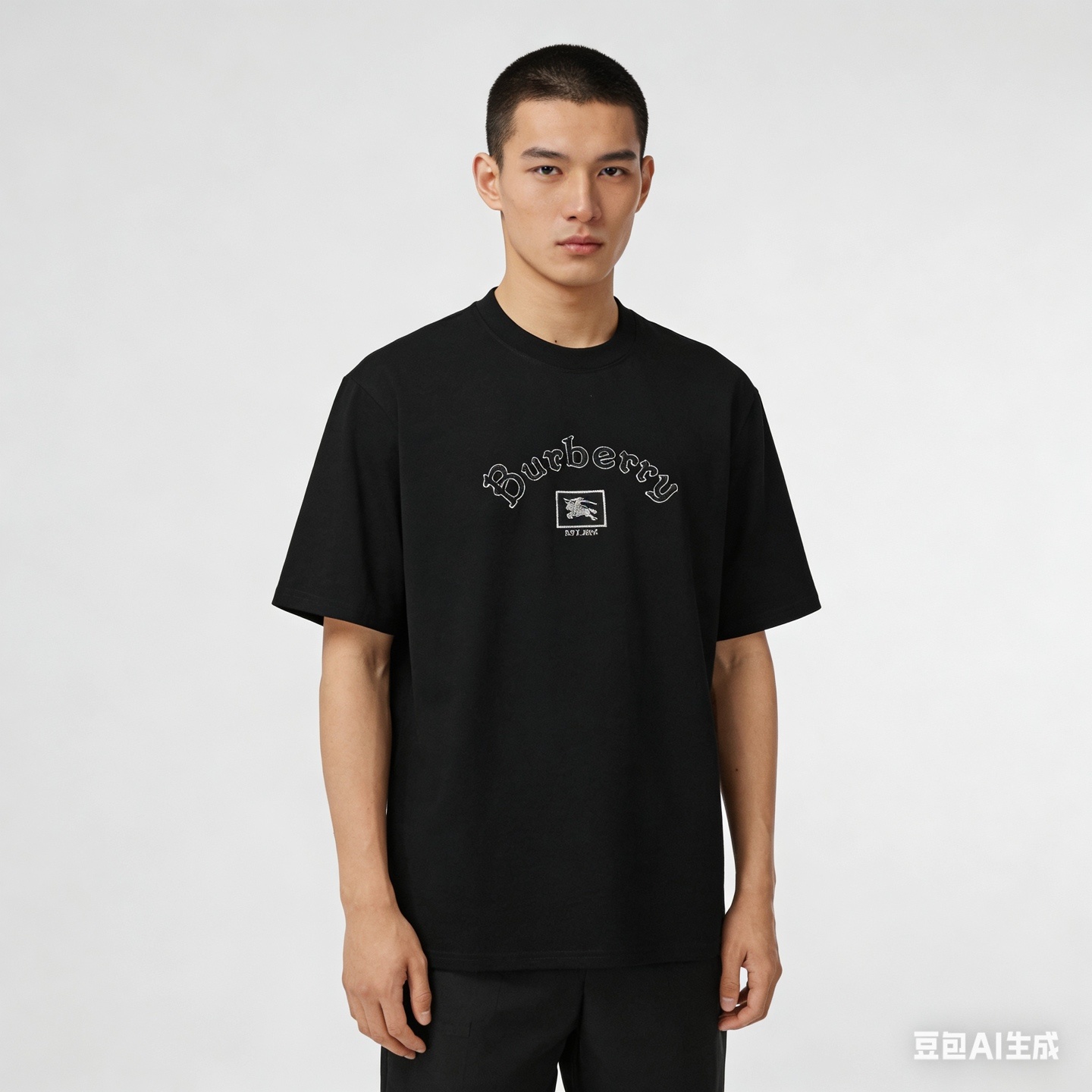 BURBERRY Gothic Embroidery Short Sleeve T-Shirt Style 4