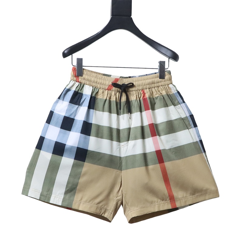 BURBERRY Large Check Drawstring Beach Shorts