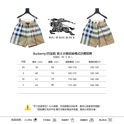 BURBERRY Large Check Drawstring Beach Shorts 02