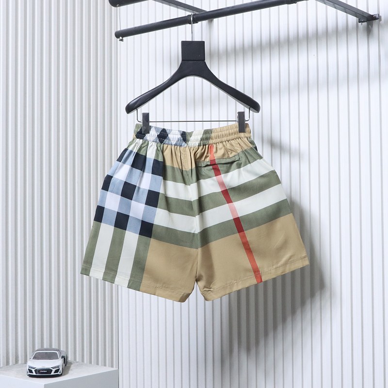 BURBERRY Large Check Drawstring Beach Shorts