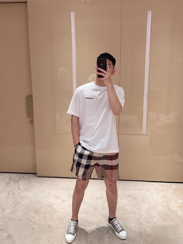 BURBERRY Large Check Drawstring Beach Shorts