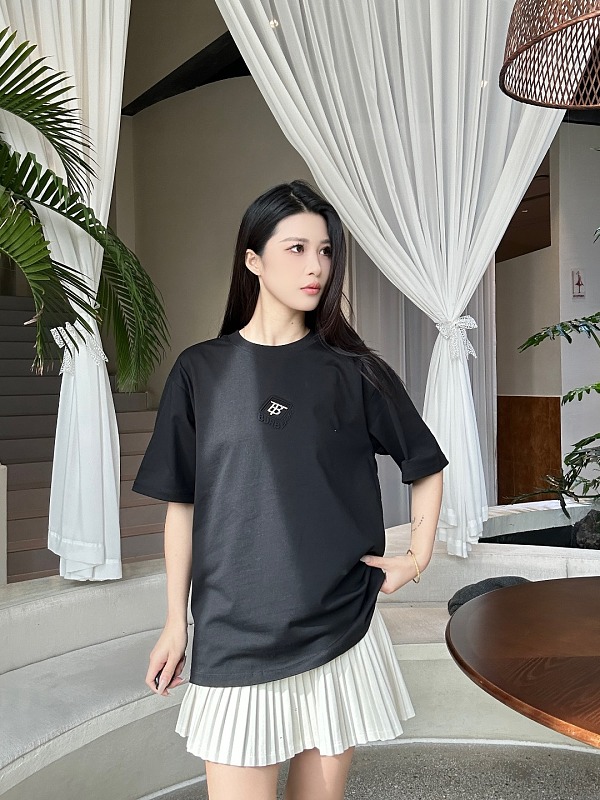 BURBERRY TB Check Square Letter Embossed Letter Short Sleeve T-Shirt Style 2