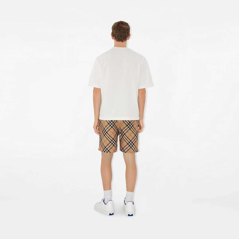BURBERRY Twill Check Burnout Equestrian Patch Cotton Shorts Style 1