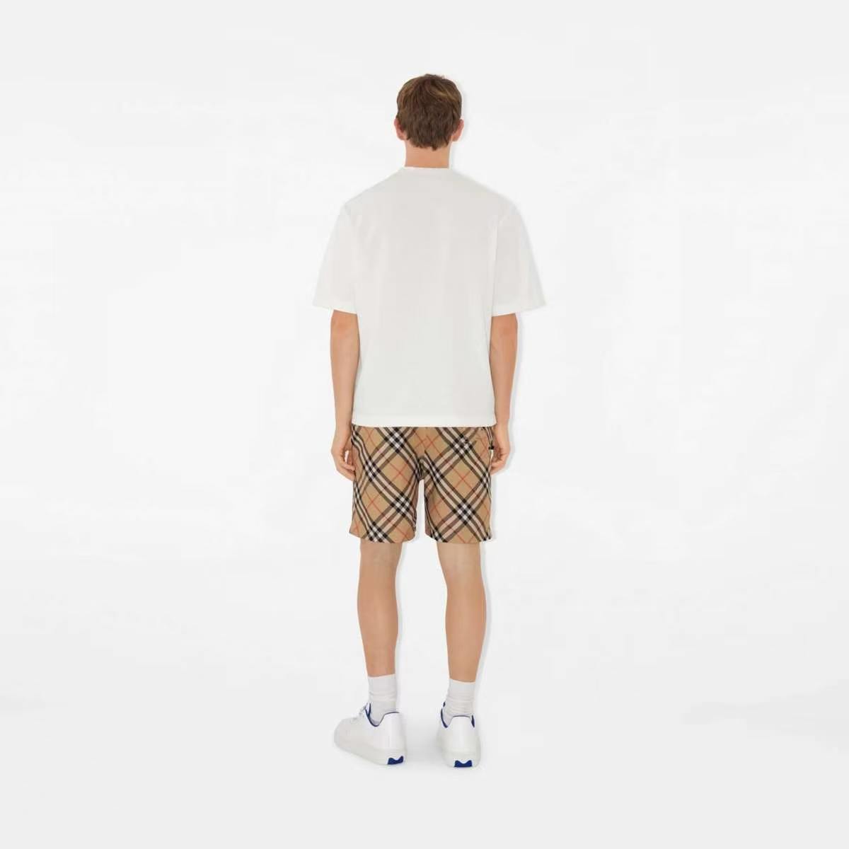 BURBERRY Twill Check Burnout Equestrian Patch Cotton Shorts Style 1