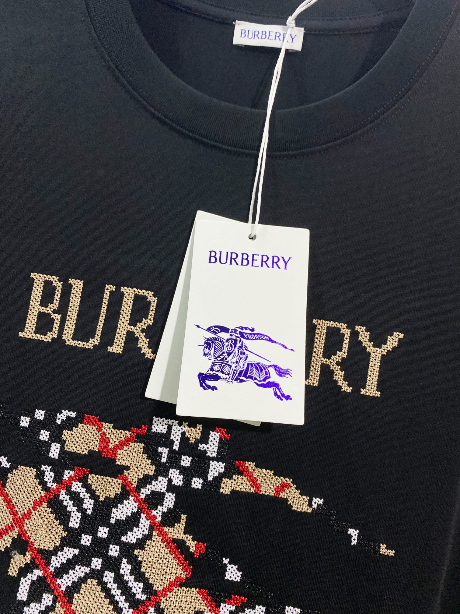 BURBERRY Twill Check Burnout Equestrian Patch Cotton Shorts Style 2