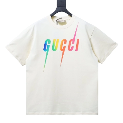 GUCCI 23SS Letter Print Gradient Lightning Short Sleeve T-Shirt Style 1 01