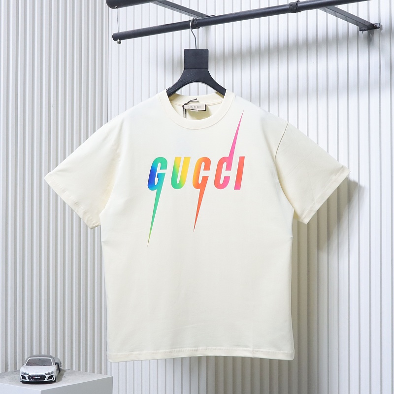 GUCCI 23SS Letter Print Gradient Lightning Short Sleeve T-Shirt Style 1