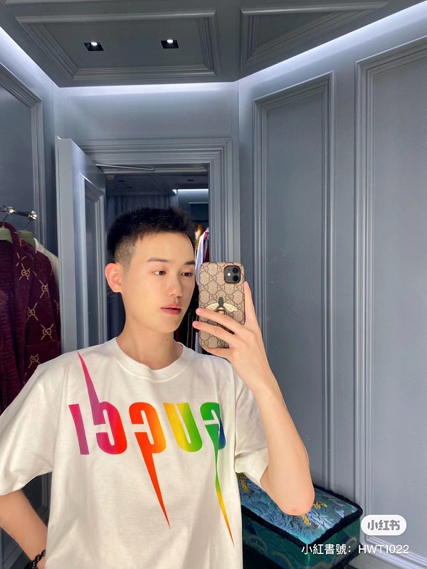 GUCCI 23SS Letter Print Gradient Lightning Short Sleeve T-Shirt Style 1