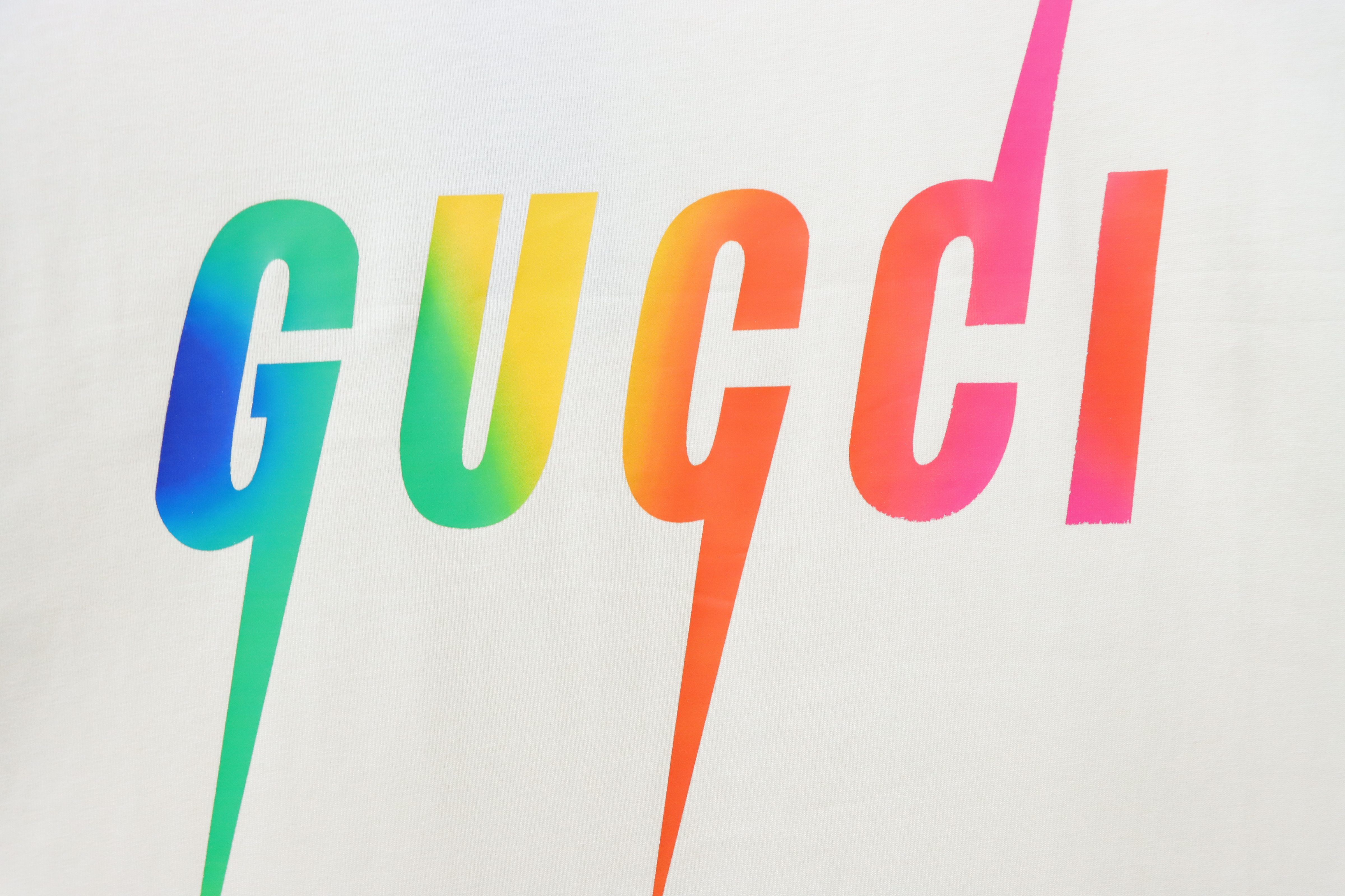 GUCCI 23SS Letter Print Gradient Lightning Short Sleeve T-Shirt Style 1