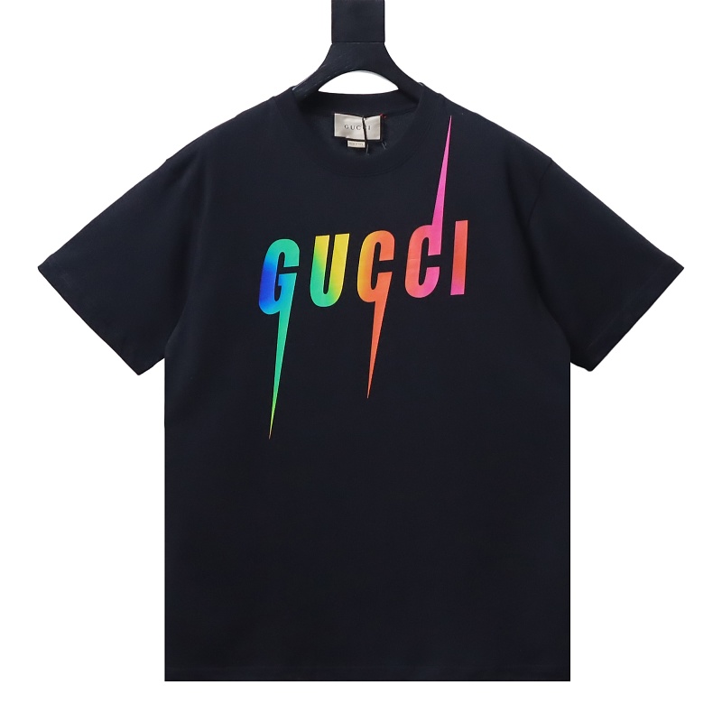 GUCCI 23SS Letter Print Gradient Lightning Short Sleeve T-Shirt Style 2