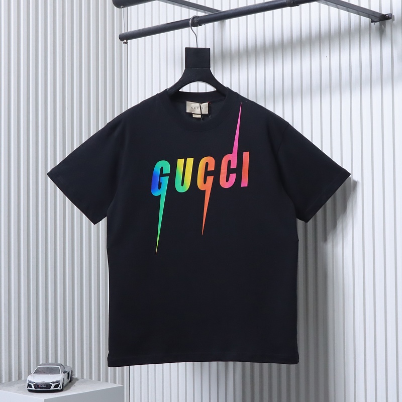 GUCCI 23SS Letter Print Gradient Lightning Short Sleeve T-Shirt Style 2