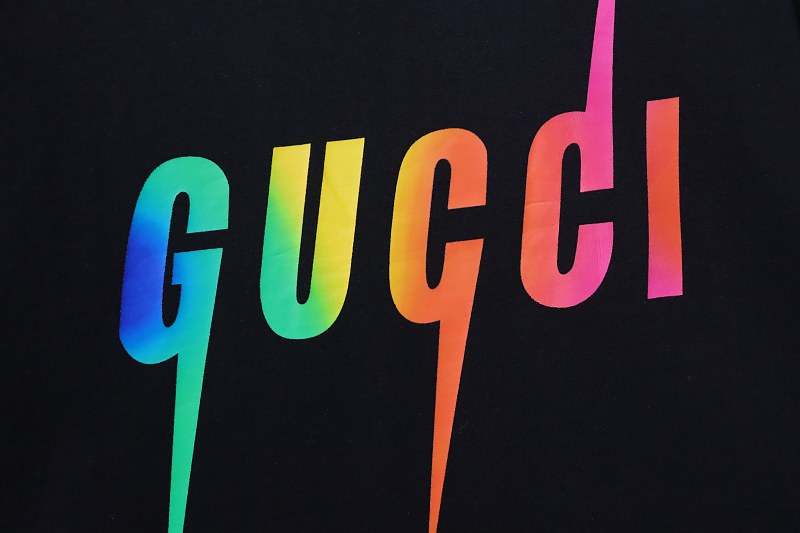GUCCI 23SS Letter Print Gradient Lightning Short Sleeve T-Shirt Style 2