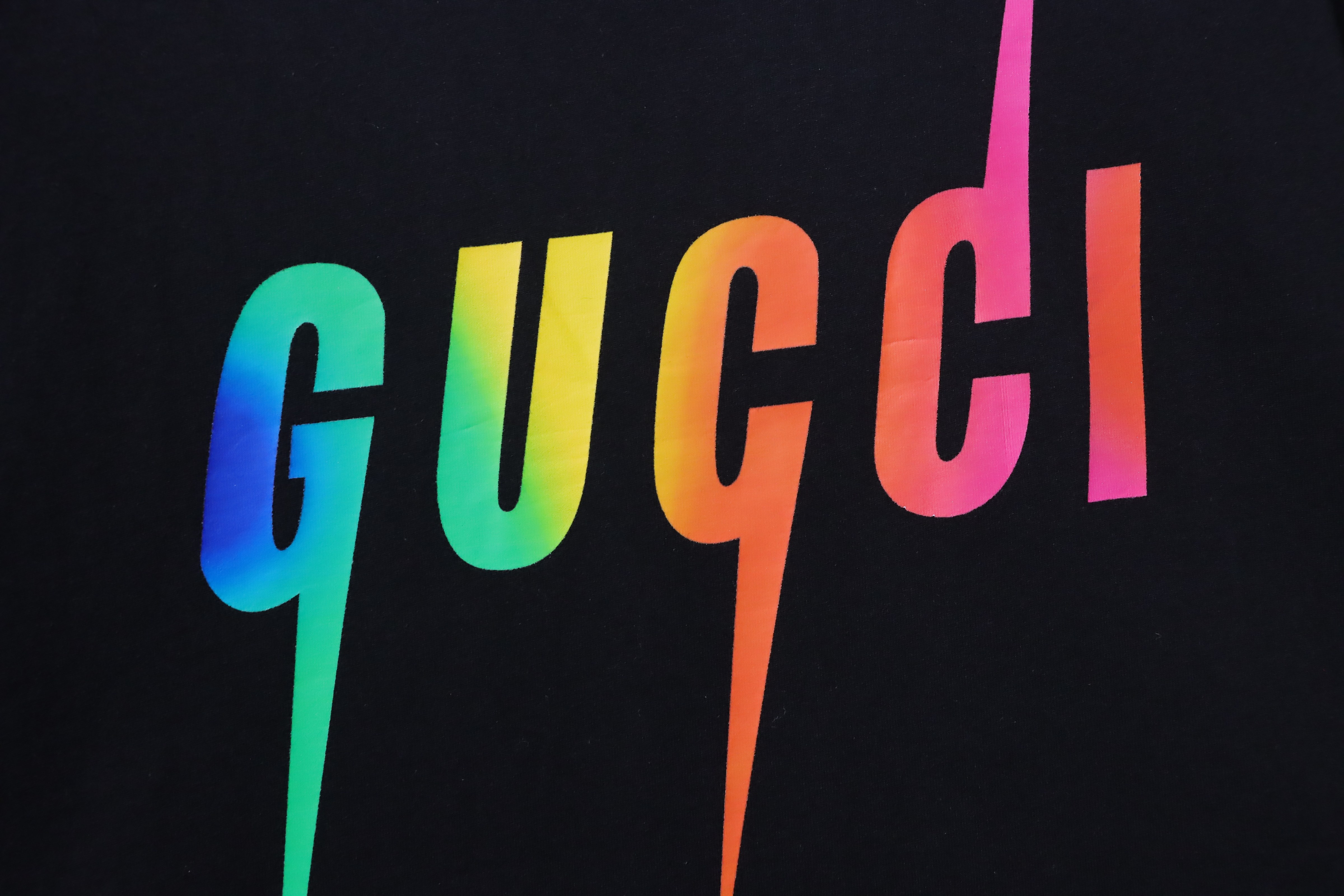 GUCCI 23SS Letter Print Gradient Lightning Short Sleeve T-Shirt Style 2