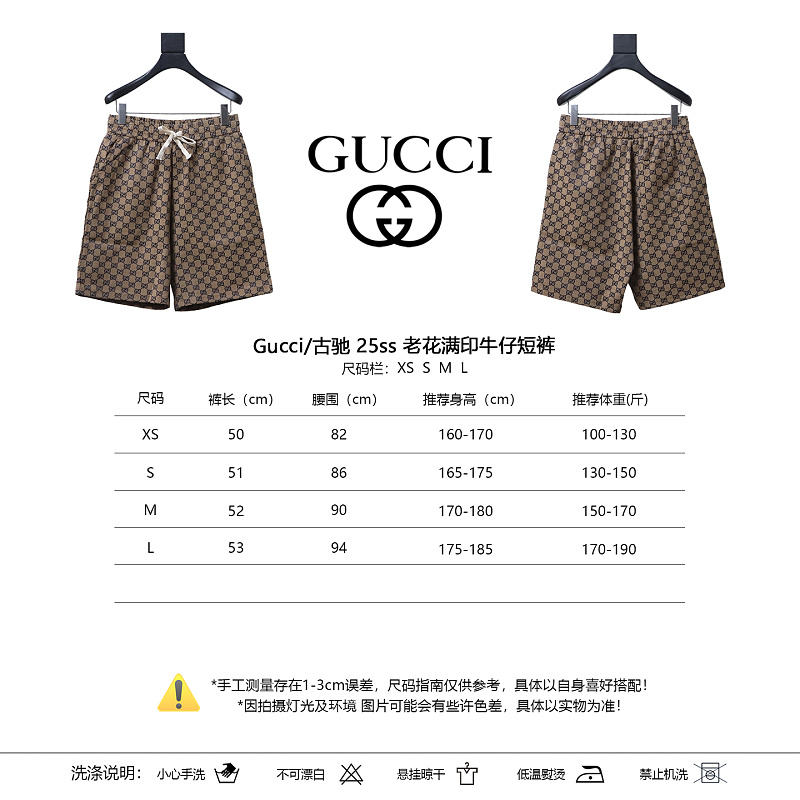 GUCCI 25SS Allover GG Monogram Denim Shorts Style 1
